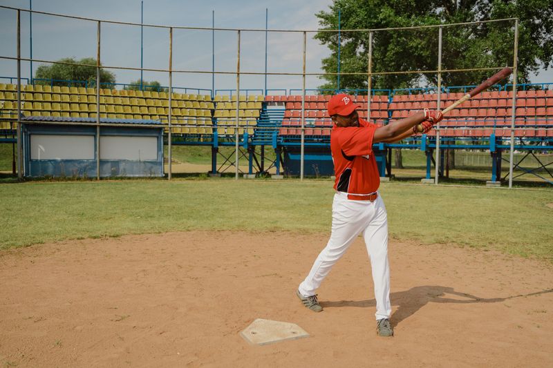 Batter loaded up in his stance at home plate